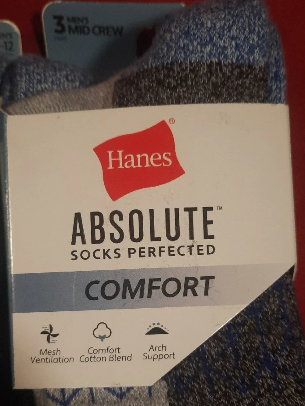 Hanes Men's Comfort Mid Crew Socks - Blue and Gray 2 (3 Packs) 6 Pair